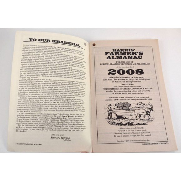 Harris Farmers Almanac 2008 Gardening Zodiac Predictions Fishing Folklore - Picture 2 of 7